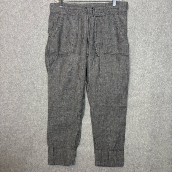 Athleta Bali Drawstring Linen Ankle Pants-Gray-Women Size 6 - Picture 2 of 5